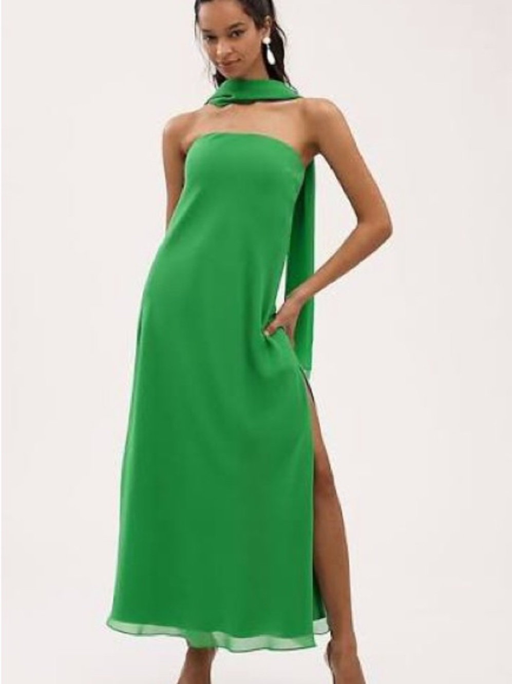 BHLDN Ella Strapless Chiffon Scarf Midi Dress SMALL